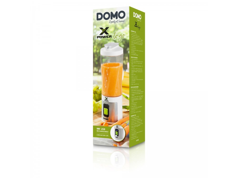 DOMO Xpower blender-to-go, Portable Battery Blender for Smoothies 600ml, Rechargeable with USB-C