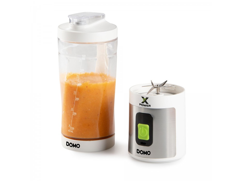 DOMO Xpower blender-to-go, Portable Battery Blender for Smoothies 600ml, Rechargeable with USB-C