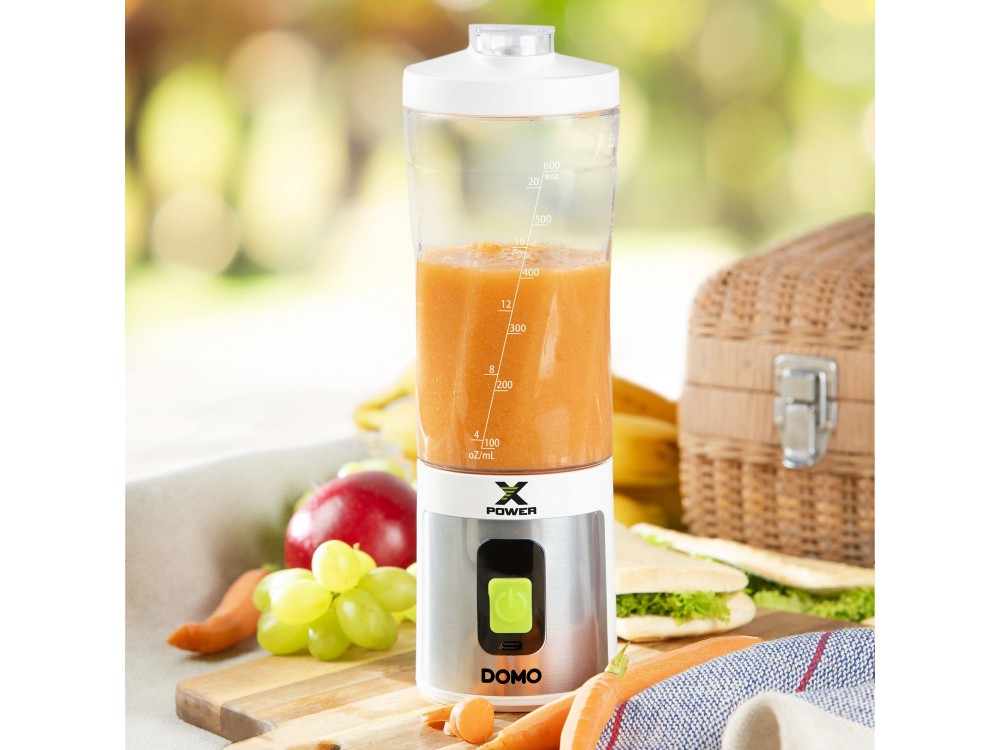 DOMO Xpower blender-to-go, Portable Battery Blender for Smoothies 600ml, Rechargeable with USB-C
