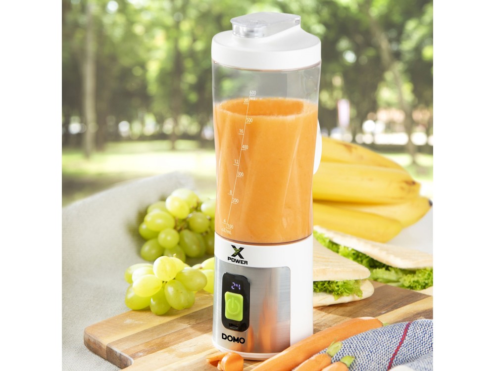 DOMO Xpower blender-to-go, Portable Battery Blender for Smoothies 600ml, Rechargeable with USB-C