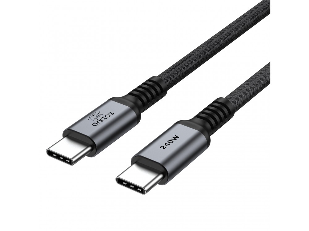 Arktos Hyperconnect 4.5m. Cable USB-C to USB-C 240W, Nylon Braided, Silver