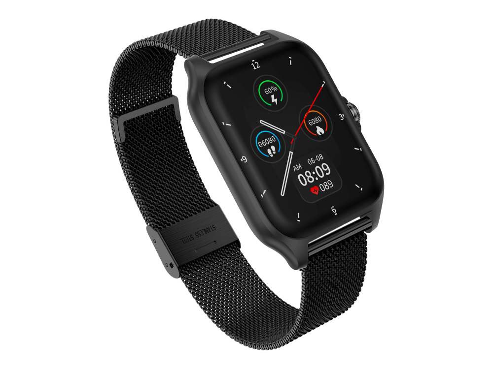 Garett GRC Activity 2 Smartwatch with AMOLED Display, Voice Assistant, Smart App, Oscilloscope & Battery up to 7 Days, Black Matt