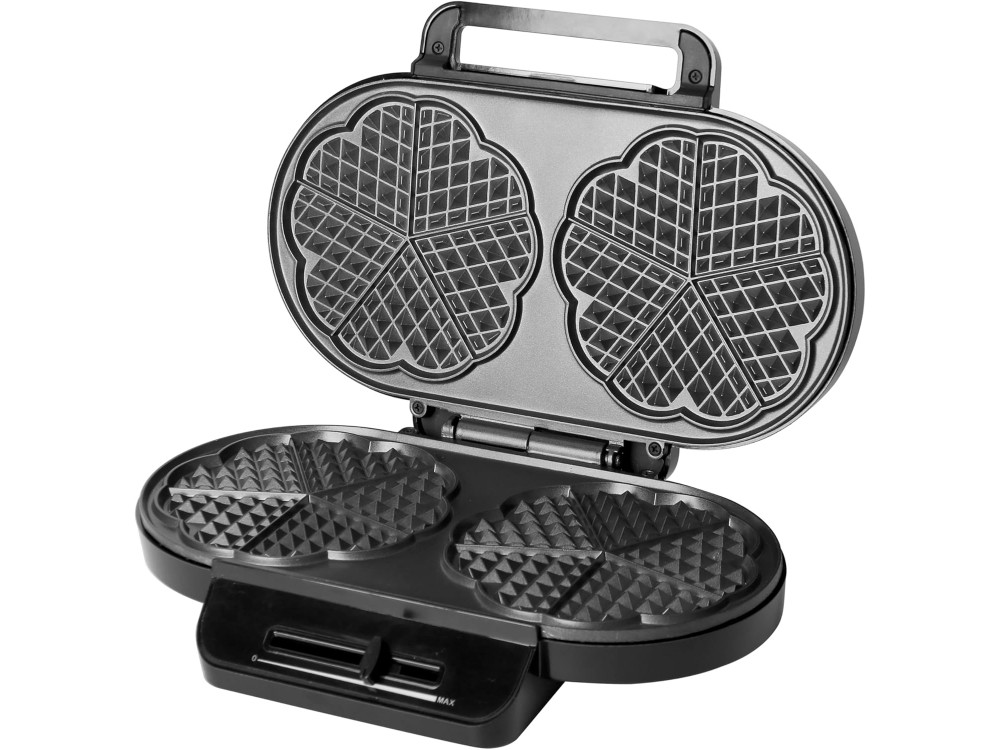 Emerio Waffle Maker, Double Waffle Maker 1200 W with Adjustable Temperature, For 10 Heart-Shaped Waffles, BPA-Free