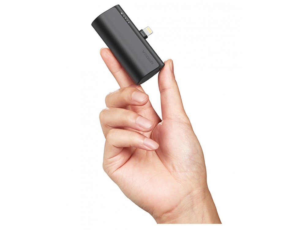 Veger V0556P 5000 PD 22.5W Lightning Mini Power Bank 5.000mAh Power Delivery & QC3.0, Black