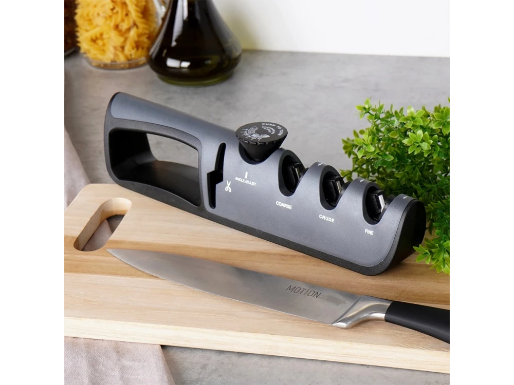 Vilde Premium Kitchen Knife Sharpener, Handheld Knife Sharpener with 4 Sharpening Levels, Black