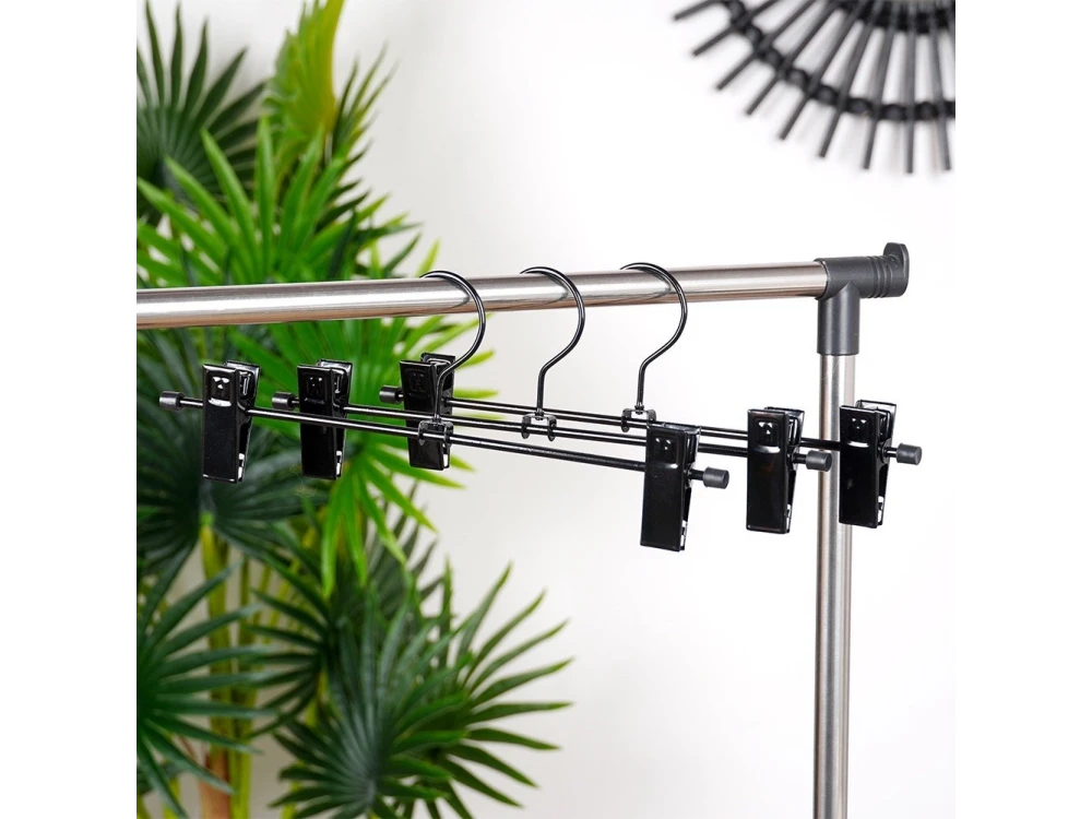 Vilde Metal Clothes Hangers Set of 3 with Rotating Hook & Removable Clips, Black