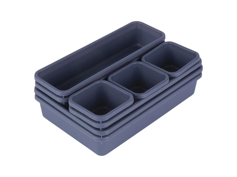 Vilde 8-piece drawer organizer system, drawer and desk organizer boxes, set of 8, black