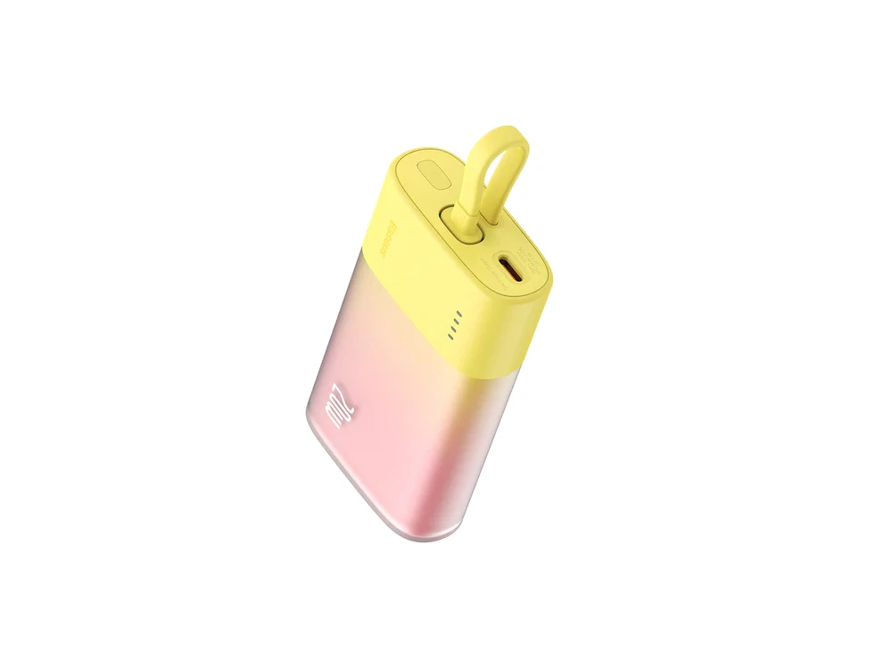 Baseus Popsicle Mini Fast 5.2k Power Bank 5,200mAh with Built-in USB-C Cable, Yellow