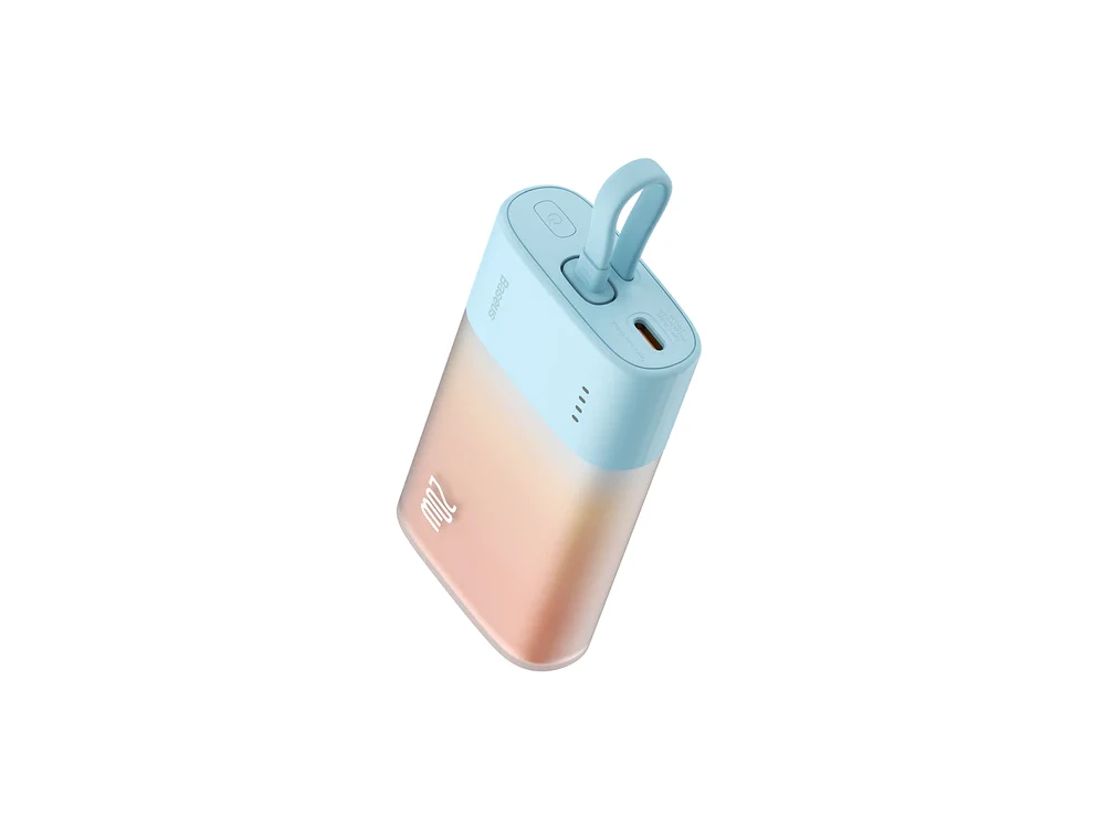 Baseus Popsicle Mini Fast 5.2k Power Bank 5,200mAh with Built-in USB-C Cable, Orange