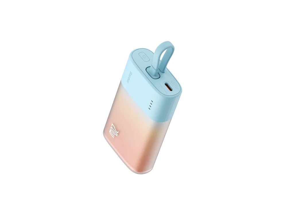 Baseus Popsicle Mini Fast 5.2k Power Bank 5.200mAh με Ενσωματωμένο Καλώδιο USB-C, Orange