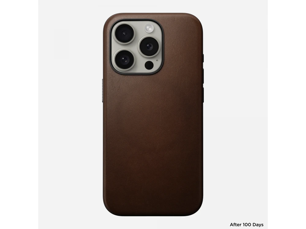 Nomad iPhone 15 Pro Modern Leather Case, Leather Case with MagSafe, Brown