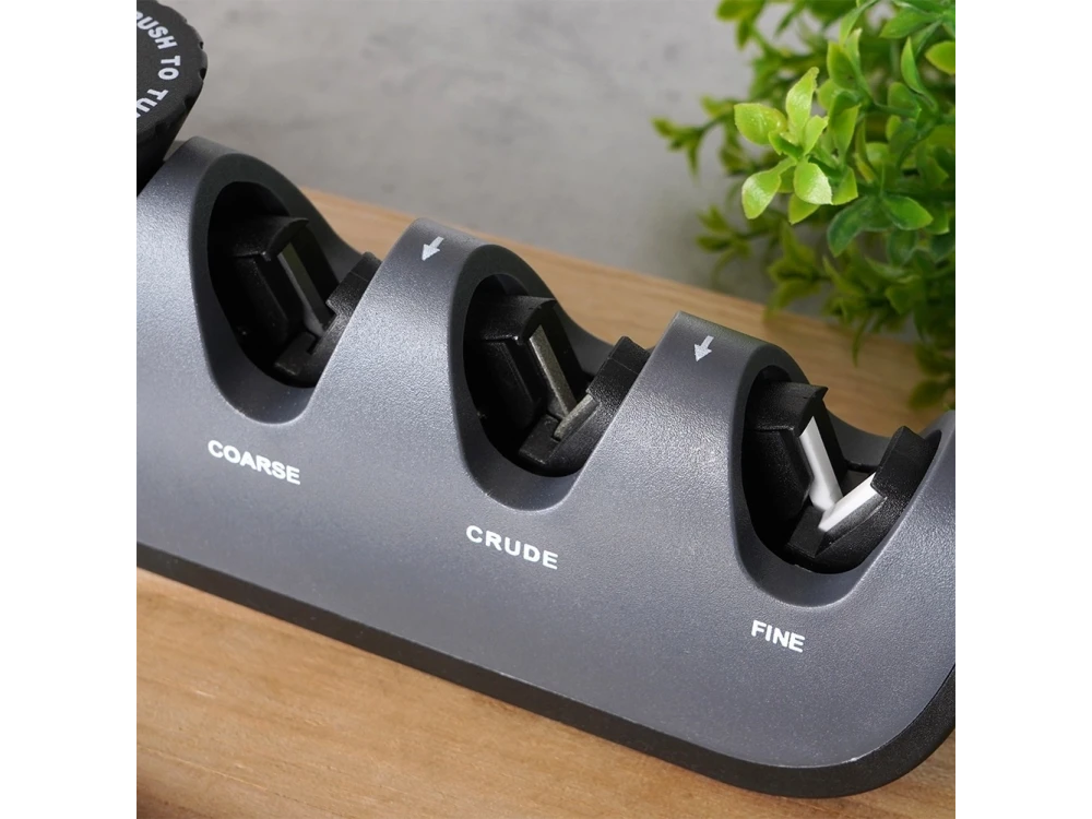 Vilde Premium Kitchen Knife Sharpener, Handheld Knife Sharpener with 4 Sharpening Levels, Black