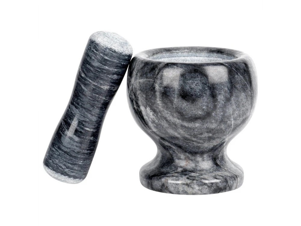 Vilde Mortar and Pestle Set Made of Natural Granite, 11cm Diameter, Granite Black