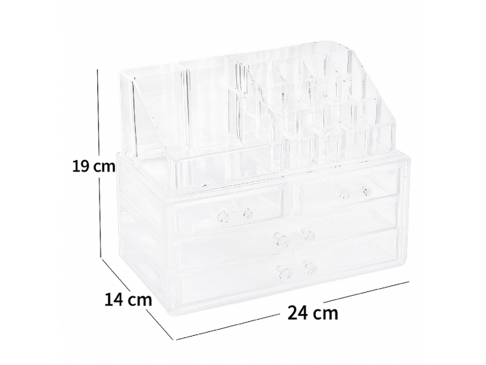 AJ Makeup & Cosmetics Organizer with 4 Drawers, Cosmetics & Accessories Drawer, Transparent