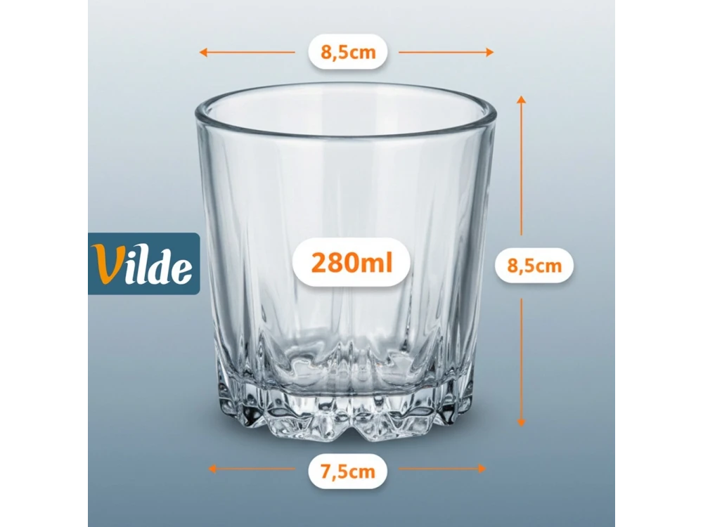 Vilde Whiskey Glasses σετ των 6τμχ 280ml, Γυάλινα