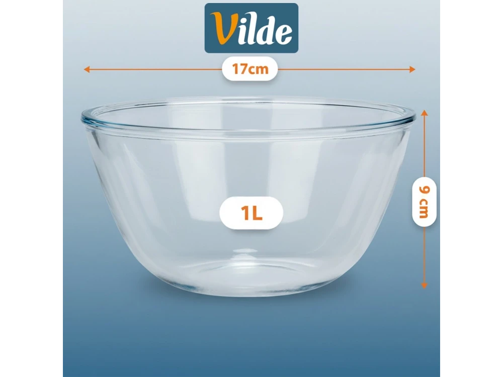 Vilde Serving Bowl Glass, Salad Bowls 1L set of 2, Glass
