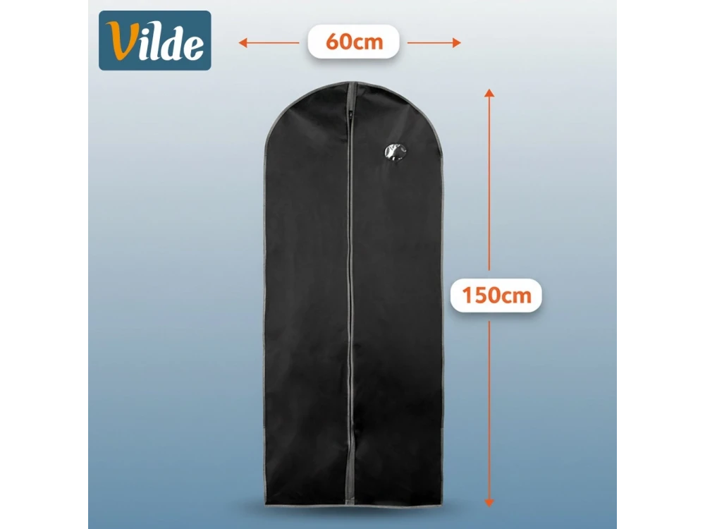 Vilde Hanging Coat Storage Case Fabric, Set of 2pcs, Black