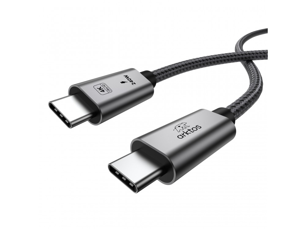 Arktos Hyperconnect 3m. USB-C to USB-C 3.2 Gen2 Cable, 20Gbps / 240W, with Nylon Weave, Silver