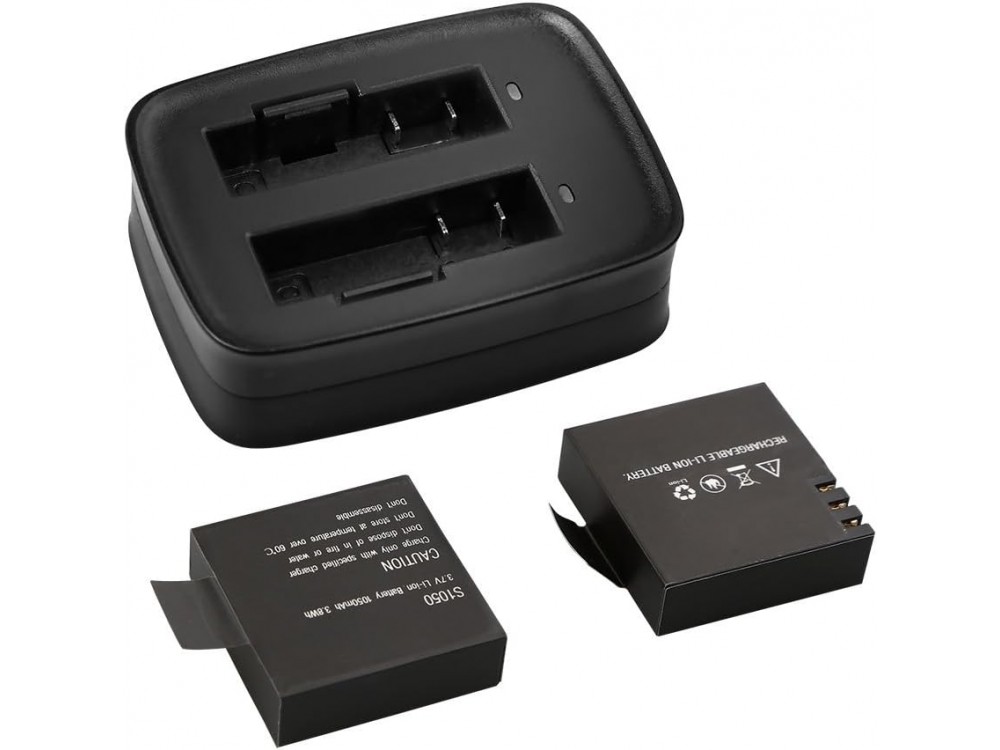 Akaso Μπαταρίες για Κάμερα V50 ELITE με Διπλό Φορτιστή USB 1050mAh - Σετ των 2