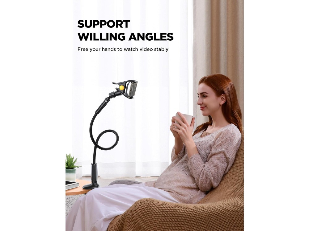Joyroom JR-ZS389 Gooseneck Εύκαμπη Βάση/Arm τοποθέτησης Κινητού 4"-7" Ίντσες, 100εκ. Ύψος, Black