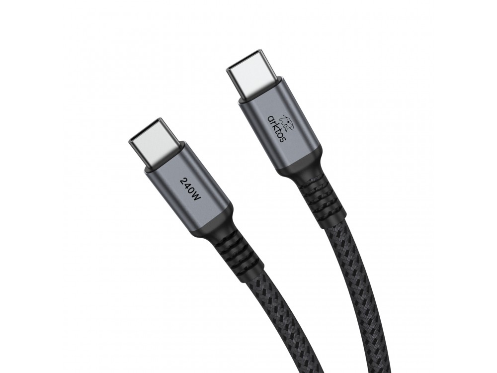 Arktos Hyperconnect 4.5m. Cable USB-C to USB-C 240W, Nylon Braided, Silver