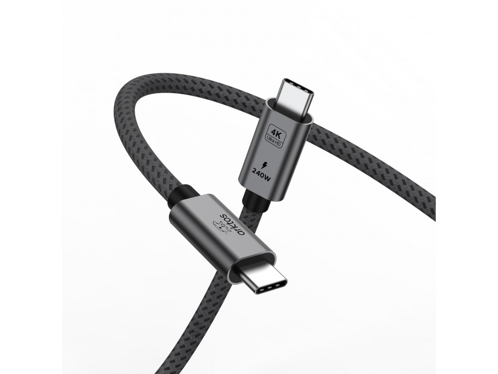 Arktos Hyperconnect 3m. USB-C to USB-C 3.2 Gen2 Cable, 20Gbps / 240W, with Nylon Weave, Silver