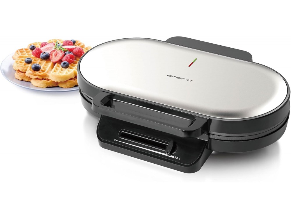 Emerio Waffle Maker, Double Waffle Maker 1200 W with Adjustable Temperature, For 10 Heart-Shaped Waffles, BPA-Free
