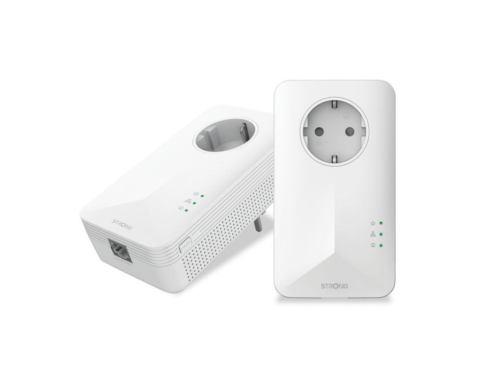 Strong Powerline 1000 Duo, Powerline Double for Wired Connection with Passthrough Outlet and Ethernet Port