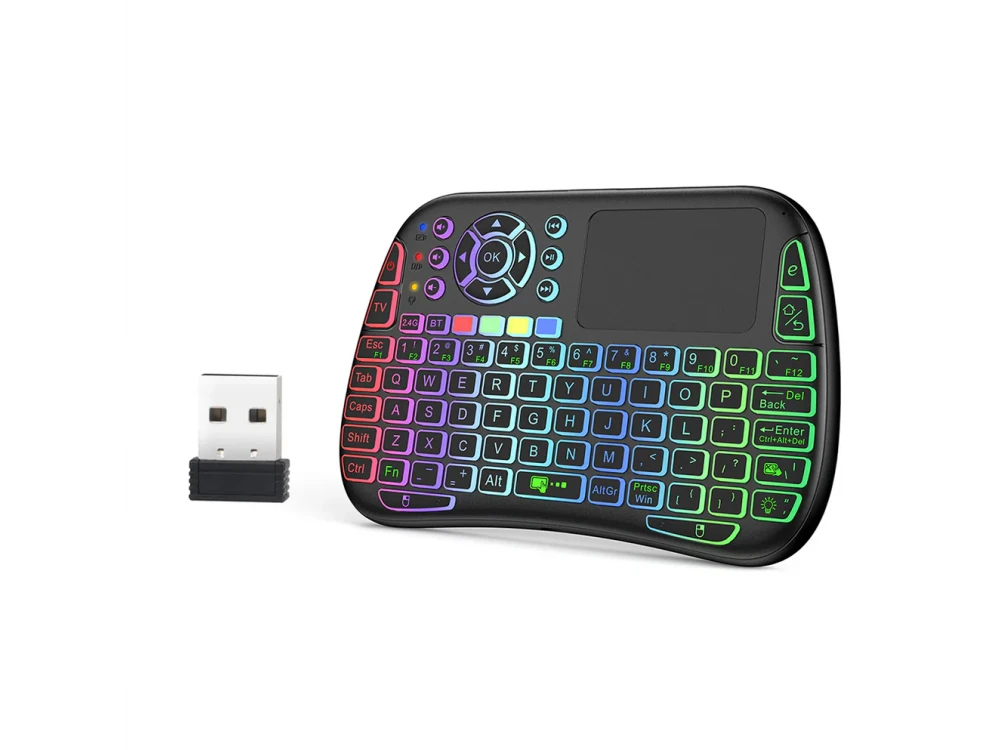 AJ Mini Wireless Keyboard RGB Backlit with Mouse Touchpad for Smart TV / Android TV Box / Smartphone / Tablet etc.