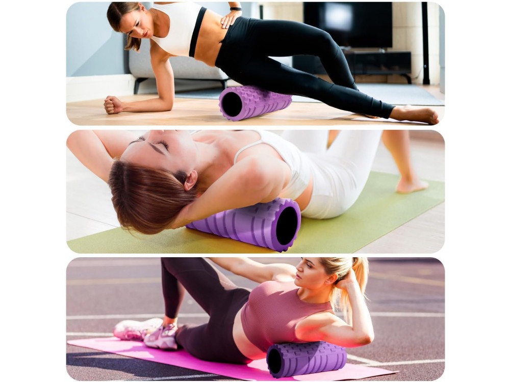 AJ Foam Roller for Muscle Massager, Κύλινδρος Μασάζ 45x14cm, Purple