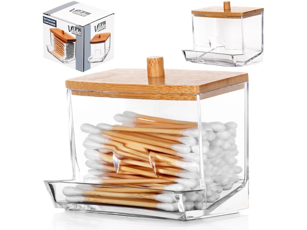 Vilde Cotton Bud & Cotton Case with Bamboo Lid