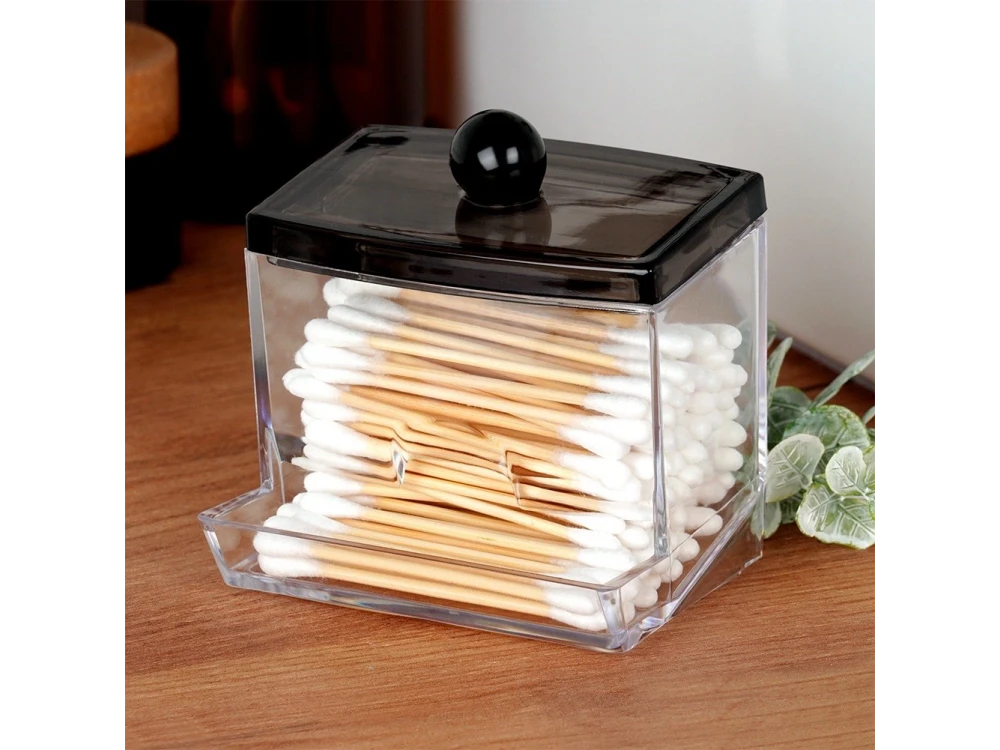 Vilde Cotton Bud & Cotton Case with Lid Black