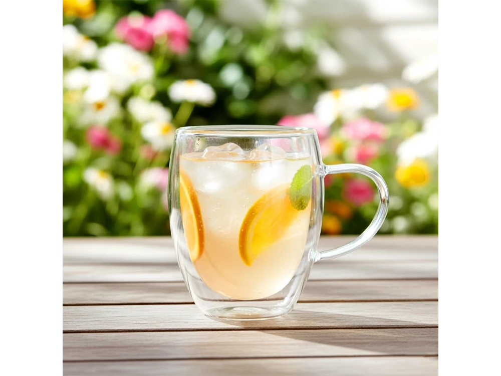 Vilde Premium Double Walled Glass, Cappuccino / Latte Macchiato Cups Set of 2 370ml Made of Double Borosilicate Glass,