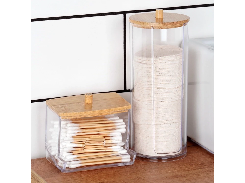 Vilde Makeup Remover Cotton Pad Case with Bamboo Lid