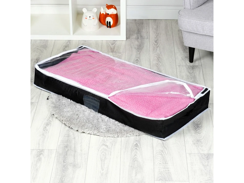 Vilde Fabric Clothes Storage Bag 67L 100x45x15cm with Window, Black
