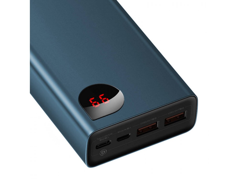 Baseus Adaman Metal 20000 PD 65W USB-C Power Bank 20.000mAh Power Delivery / QC4+ / PPS, Blue