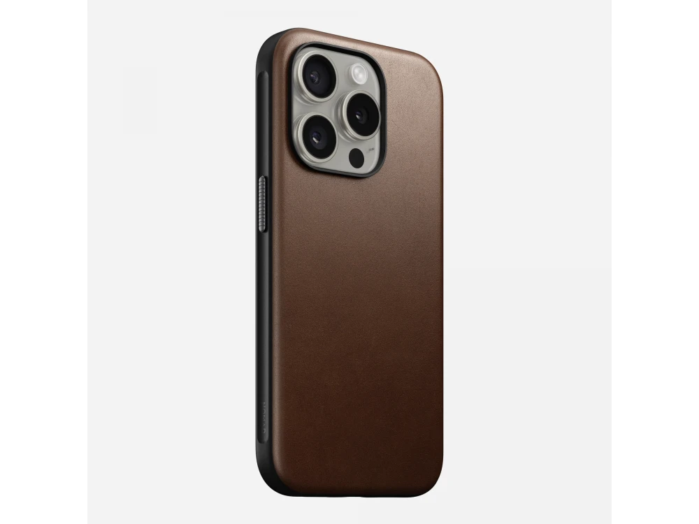 Nomad iPhone 15 Pro Modern Leather Case, Leather Case with MagSafe, Brown