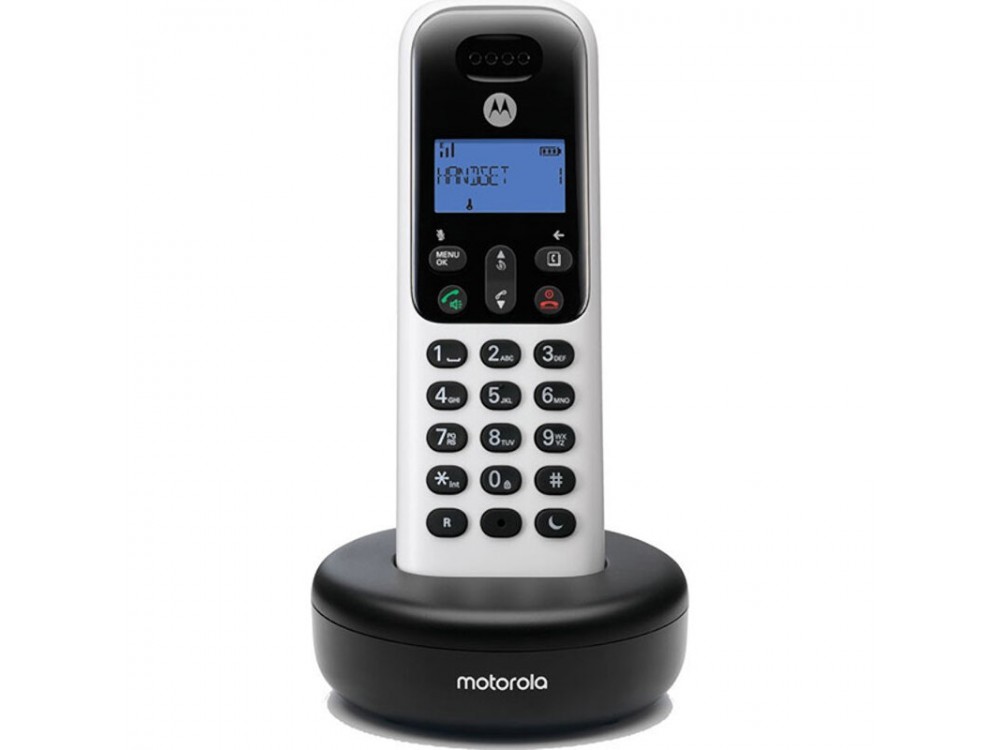 Motorola T501+ Ασύρματο Τηλέφωνο με Ανοιχτή Ακρόαση & Τηλεφωνικό Κατάλογο 50 Ονομάτων, Λευκό