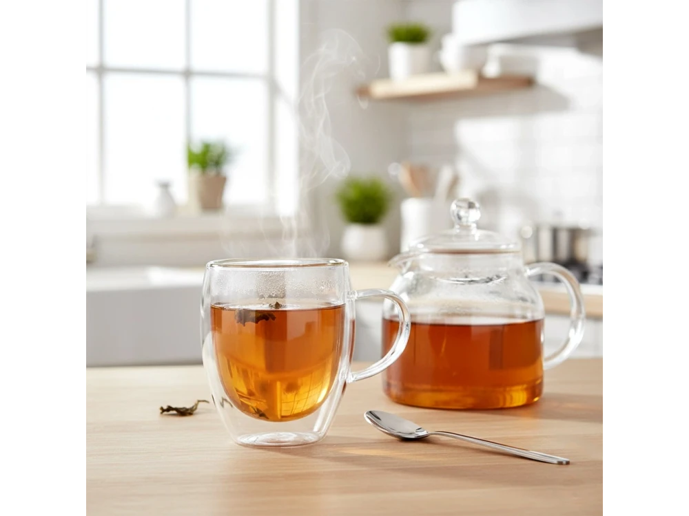 Vilde Premium Double Walled Glass, Cappuccino / Latte Macchiato Cups Set of 2 370ml Made of Double Borosilicate Glass,