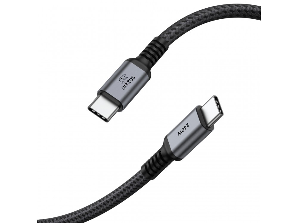 Arktos Hyperconnect 4.5m. Cable USB-C to USB-C 240W, Nylon Braided, Silver