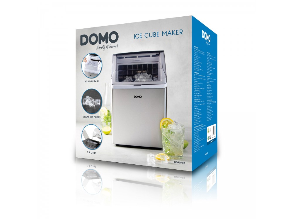 Domo Ice Cube Maker Clear Ice, Ice Maker with Daily Production 20kg & Capacity 3.2L, with LED display