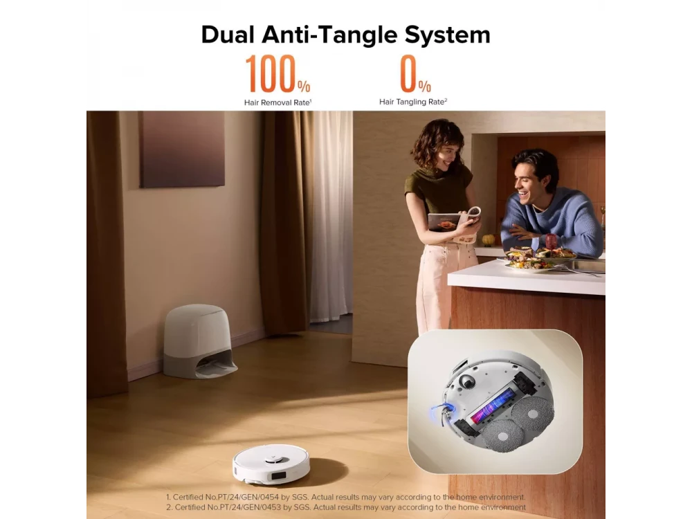 Roborock Q Revo Curv 5A1 Smart Robot Vacuum / Mopping Cleaner, 17,000Pa, & Auto Mop Lifting, White