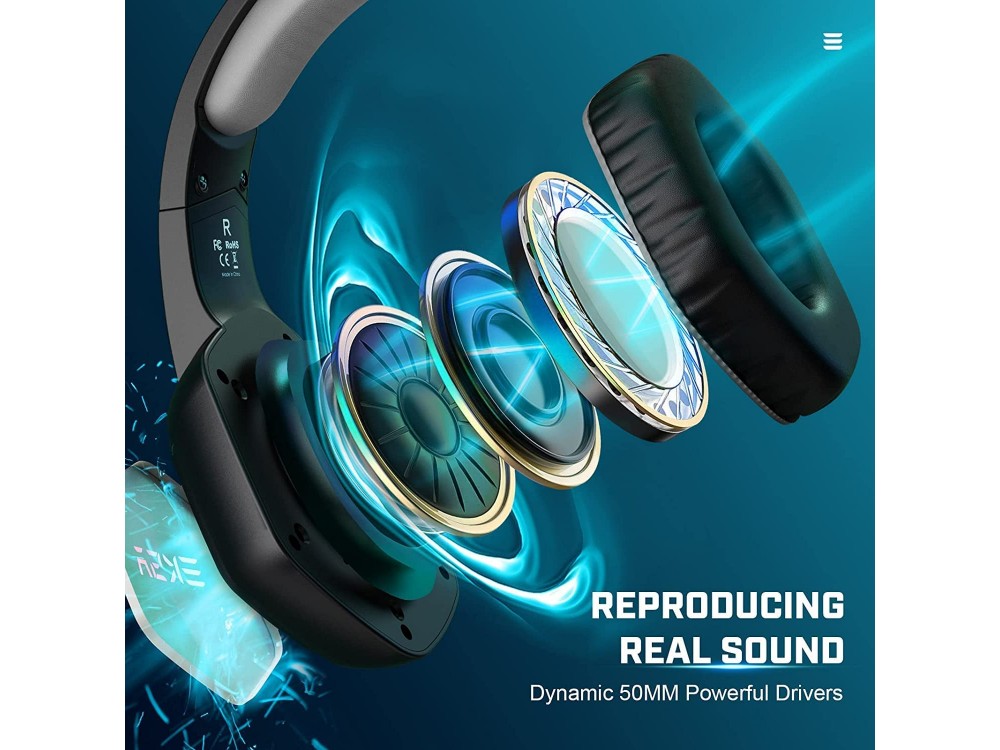 EKSA E1000 RGB Gaming Headset 7.1 Surround Sound & Noise-cancelling Microphone (PC / PS4 / PS5 / Xbox / Switch / Mac), Grey