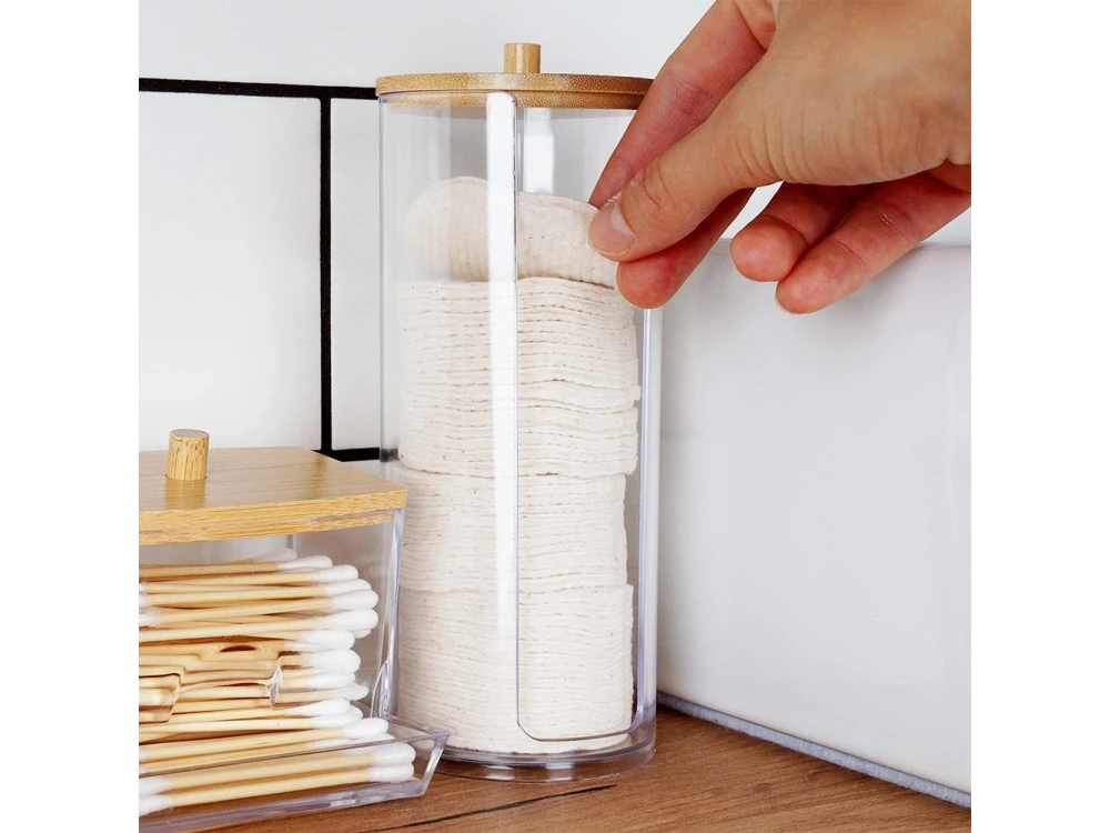 Vilde Makeup Remover Cotton Pad Case with Bamboo Lid