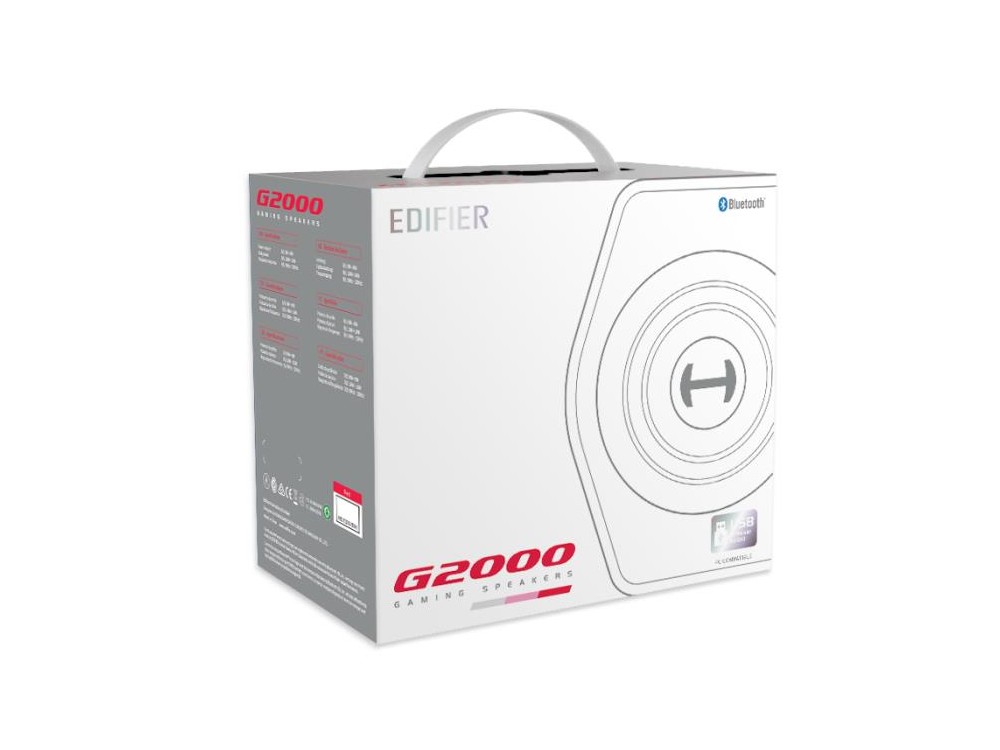 Edifier G2000 Bluetooth Gaming Speakers, Ηχεία Υπολογιστή 2.0 με Ισχύ 32W & RGB, Λευκά