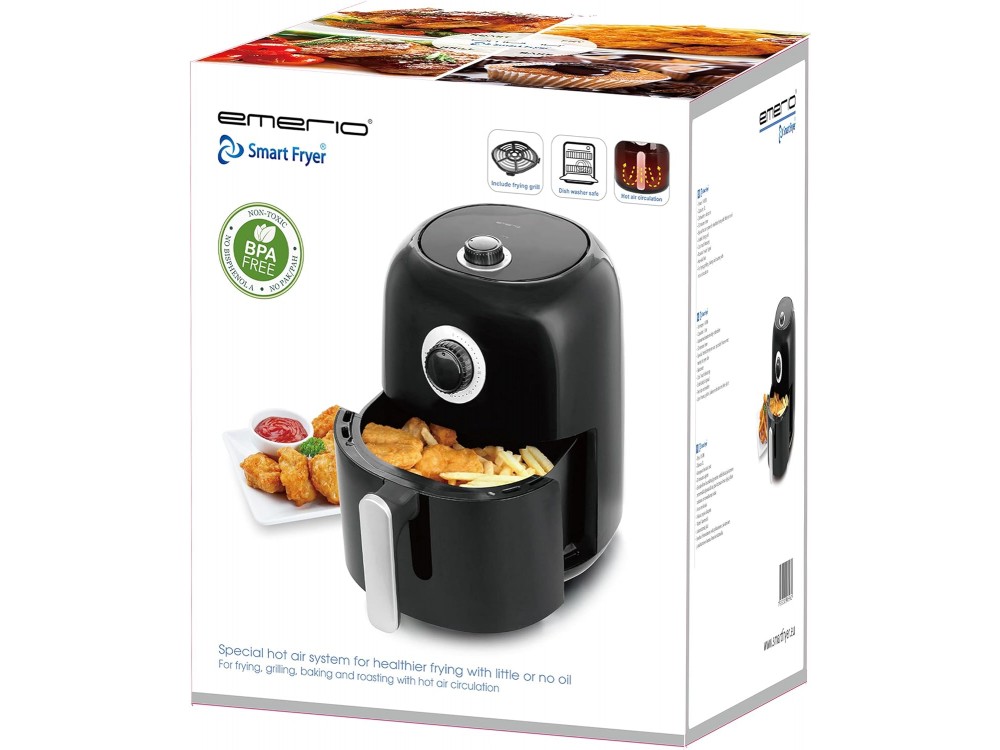 Emerio Air Fryer, Φριτέζα Αέρος 3lt για Υγιεινό Μαγείρεμα, 1450W, BPA free με Χρονοδιακόπτη 30 Λεπτών