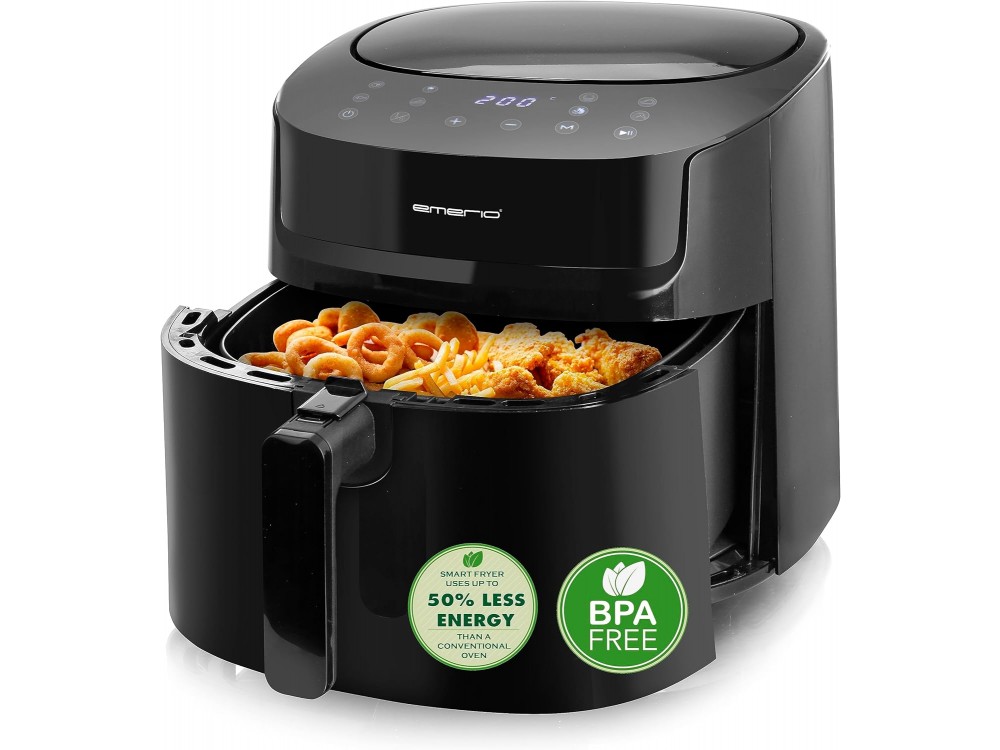 Emerio Air Fryer, Air Fryer XXL 7.2lt for Healthy Cooking, BPA-Free, 1800W, 8 Preset Menus & Touch Panel