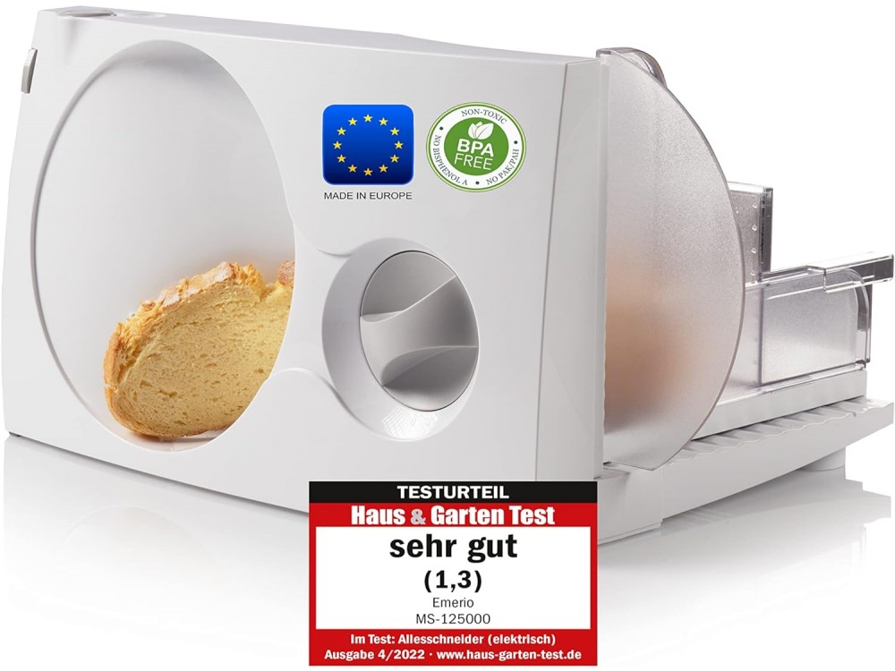 Emerio All-purpose Slicer Electric Stainless steel, Κόφτης Αλλαντικών Ρυθμιζόμενος 0-17 mm, BPA-free, Αναδιπλούμενος