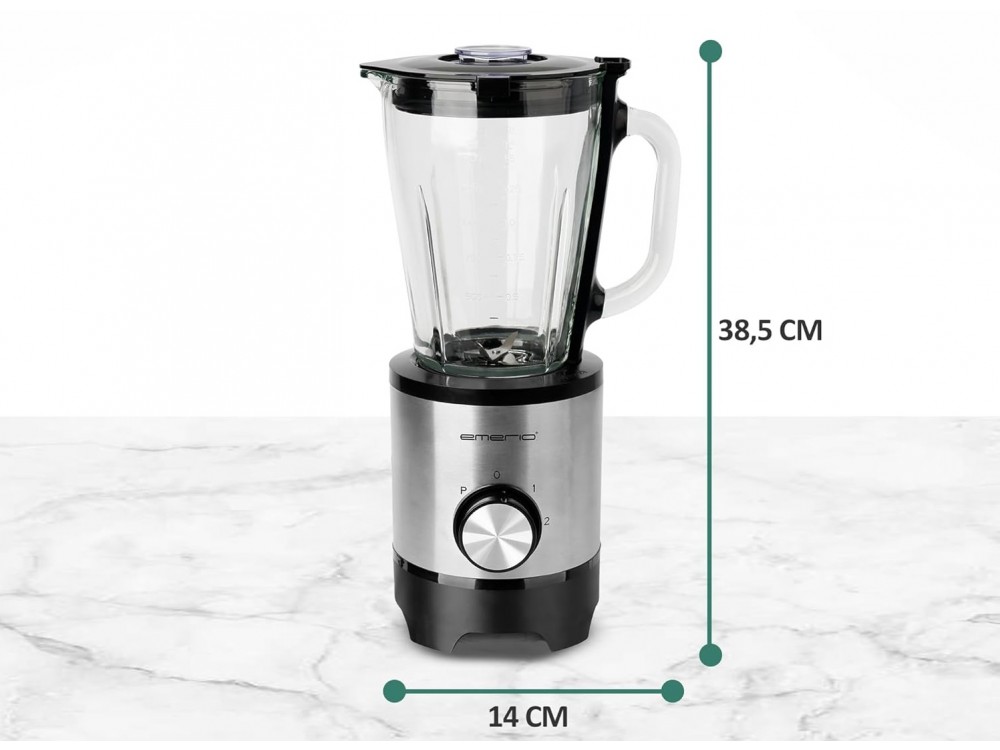Emerio Blender with Glass Jug 1.5lt, Blender for Smoothies with Adjustable Speed ​​+ Pulse Function
