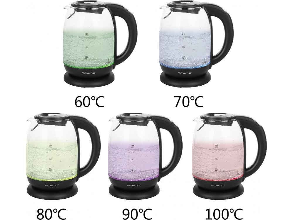 Emerio Glass Kettle,  Kettle with Interior LED,  Temperature Selection (60 °C έως 100 °C) &  Glass Jug 1.7lt